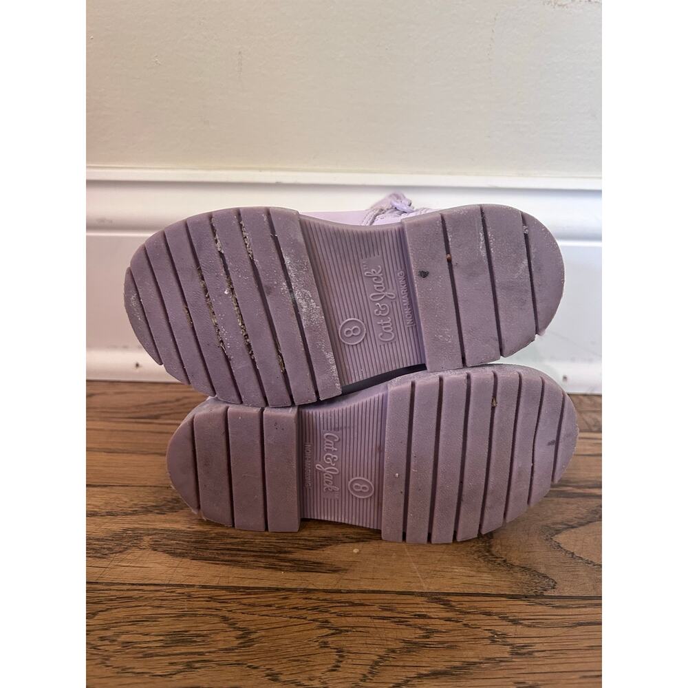 Cat & Jack Flora Lavender Purple Chelsea Boots Toddler Girl Sz 8 Chunky Lug Sole - Picture 8 of 8